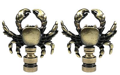 #ad Inc. Decorative Crab Lamp Finial Antique Brass Set of 2 $51.09