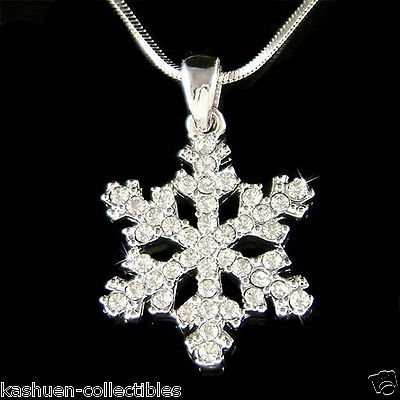 #ad Cute SNOWFLAKE made with Swarovski Crystal Snow Xmas Winter Holiday Necklace New $45.00