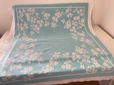 #ad Vintage Mid Century Modern Cotton Tablecloth Shabby Chic YY770 $45.00