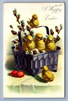 #ad Postcard Vtg Easter Holiday Tuck#x27;s 111 Happy Chicks And Eggs In Basket $2.50