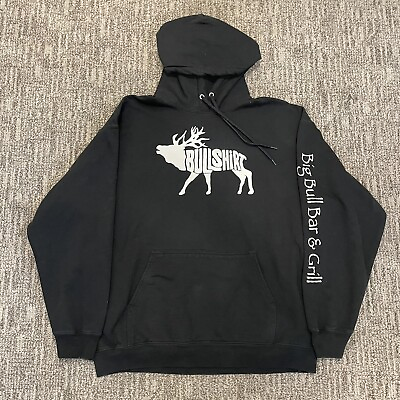 #ad Bullshirt Elk Men’s Hooded Sweatshirt Hoodie Size XL Black $17.80