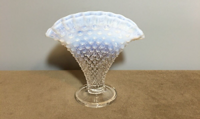 #ad Fenton French Opalescent 4quot; Hobnail Fan Vase with Crimped Rim ca. 1939 1956 $32.50