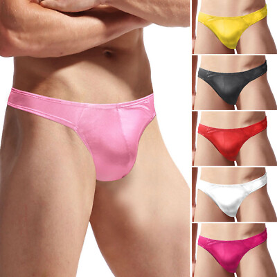 #ad US Mens Silk Satin Low Rise Bikini Briefs G String Thong Panties Underwear Sexy $2.53
