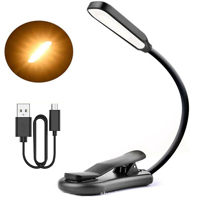 #ad USB LED Reading Book Light With Flexible Clip Rechargeable Lamps For Reader $9.49