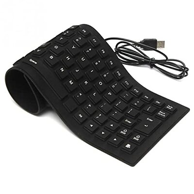 #ad Wired Silicone Keyboard USB Foldable Rollup Keyboard for PC Laptop Notebook $21.42