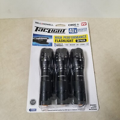 #ad 3Pack Bell amp; Howell Taclight High Power LED Tactical Flashlight H2O Shock Proof $20.56