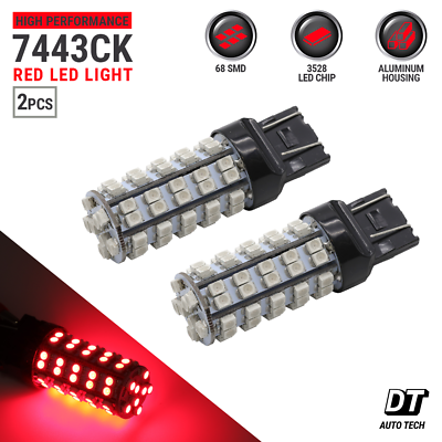 #ad 2x 7443 7444 7440 SRCK CK Socket High Power LED Chip Red Brake Tail Light $6.50