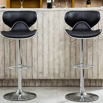 #ad Masaccio Cushioned Leatherette Upholstery Airlift Adjustable Swivel Barstool wit $151.99
