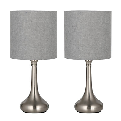 #ad HAITRAL Modern Table Lamps 2Pack Bedside Lamps for Bedroom Office 15in Silver $22.90