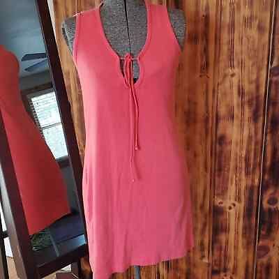 #ad Vintage 100% cotton coral tank dress made in Egypt $30.00