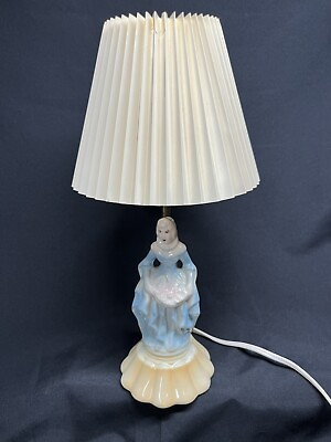 #ad #ad Vintage Porcelain Victorian Figural Table Lamp With Shade Working Condition. $21.00