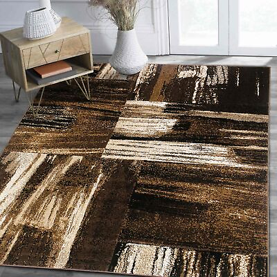 #ad Chocolate Beige Gold Abstract Contemporary Modern Brush Design Mixed Colors rugs $209.99