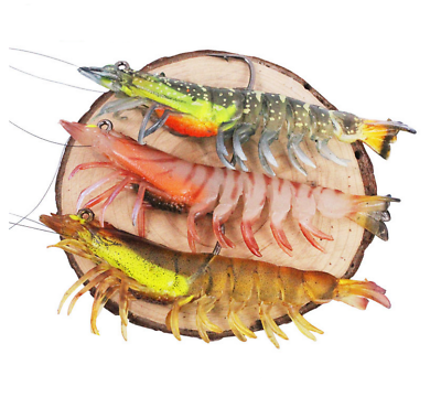 #ad Large 3pcs Glow Prawn Shrimp Fishing Simulation Soft Lure Hook Bait Salt Lures $21.84