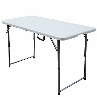 #ad Plastic Development Group 4 Foot Long Fold in Half Banquet Folding Table White $51.29