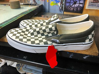 #ad Vans Classic Slip On Checkerboard Forest Night White Size US 8 Men New Rare $59.99