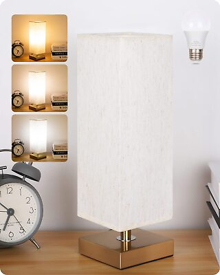 #ad Bedside Table Lamp Small Bedroom Lamps for Nightstand 3 Color Options Brush... $20.18