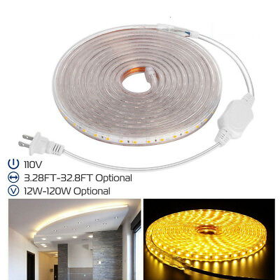 #ad With US Plug 110V 5050 LED Strip Light Flexible Tape Lighting Rope Home Outdoor $17.99