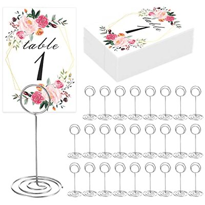 #ad 26 PCS Table Number Holder Table Card Holder Stand Wire Photo Holder with 2... $15.31