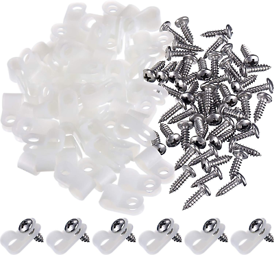 #ad 50pack R Type Cable Clip Wire Clamp Nylon Screw Mounting Cord Fastener Clips New $14.99