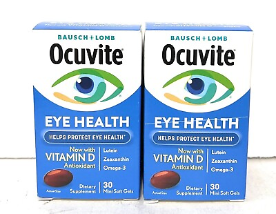 #ad 2 Pack BAUSCH LOMB Ocuvite Eye Health 30 Mini Soft Gels Each. Exp: 07 2024 $13.95