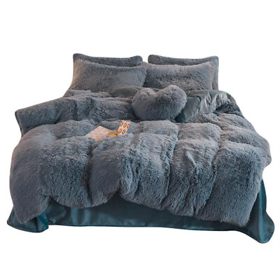 #ad Winter Fluffy Duvet Cover Luxury Soft Crystal Velvet Bedding Set 4 Pieces $169.84