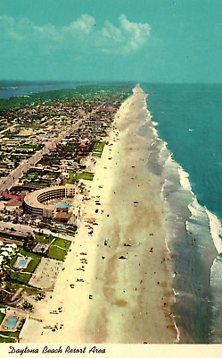 #ad Postcard aerial view Daytona Beach resort area Florida $5.09