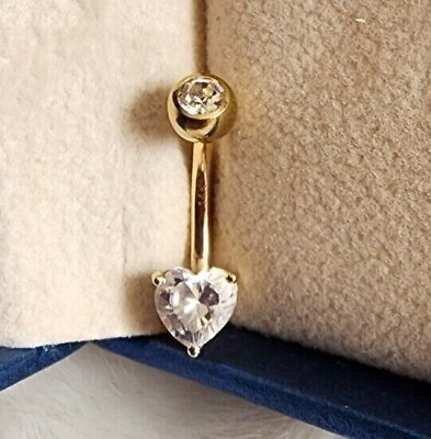 #ad Heart Lab Created Diamond Women Heart Trending Belly Ring 14K Yellow Gold Plated $84.49