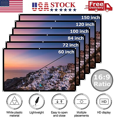 #ad Portable Foldable Projector Screen 16:9 HD Outdoor Home Cinema Theater 3D Movie $85.99