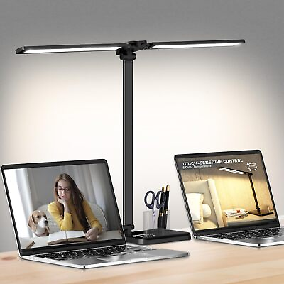 #ad Dimmable LED Desk Lamp with USB Charging Port 50 Lighting Modes Dual Swing Arm $33.76