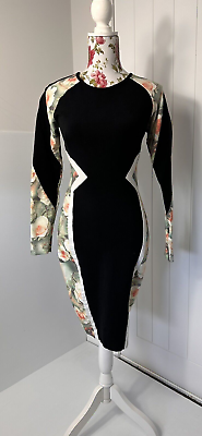 #ad NATASHA GAN Designer Size 8 women#x27;s long sleeved knee length bodycon dress AU $25.60