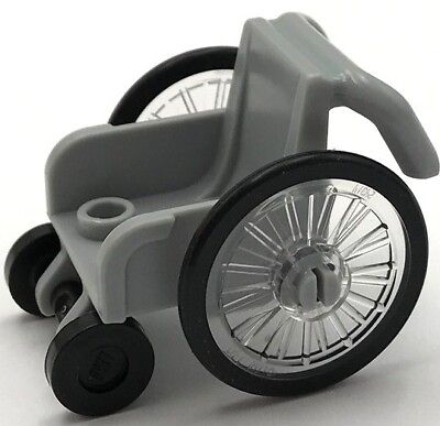 #ad Lego New Light Bluish Gray Minifigure Utensil Wheelchair Seat and Wheels Part $4.99