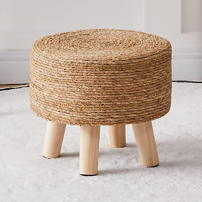 #ad Foot Stool Natural Seagrass Hand Weave Poufs round Ottoman for Couch Desk Soft S $60.36
