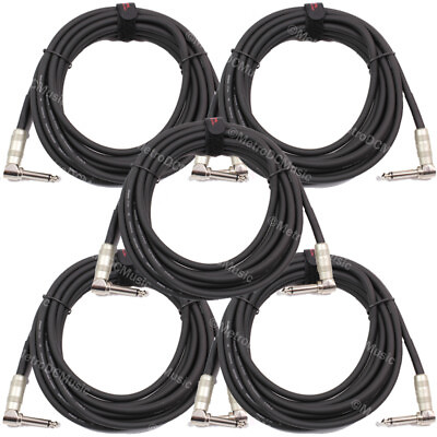 #ad 5 Pack Kirlin 20 ft PVC Right Angle Right Angle Black Guitar Instrument Cable $58.89