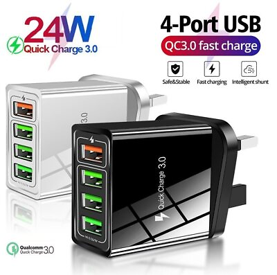 #ad QC3.0 Fast Charger 3.1A Fast Charging Adapter 4 USB Port USB Quick Charge Plug $5.90