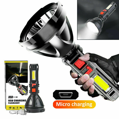 #ad Powerful 80000LM COB LED Flashlight USB Rechargeable 4 Modes Torch For Hiking $8.99