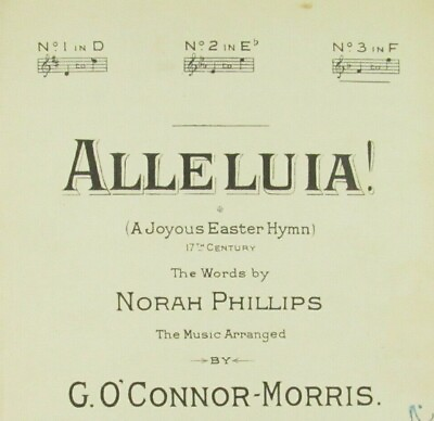 #ad Alleluia Sheet Music High Voice Easter Hymn G. O#x27;Connor Morris Norah Phillips $9.97