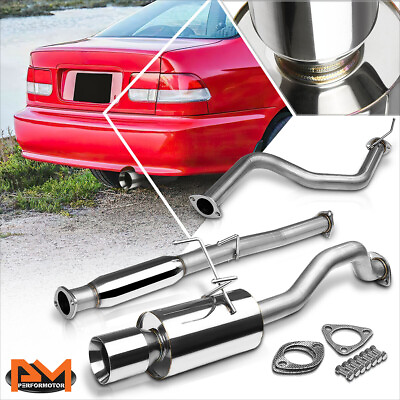 #ad #ad For 92 00 Honda Civic Coupe Sedan 4quot; Rolled Tip Muffler Catback Exhaust System $124.89