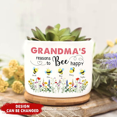 #ad Custom Grandma#x27;s Garden With Kids Name Mini Plant Pot Gift for Grandma Mom $41.70