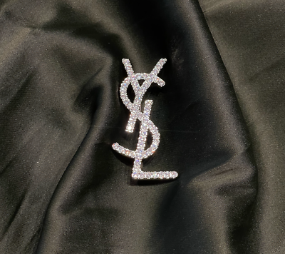 #ad Excellent Vintage Yves Saint Laurent Silver Tone Brooch With Stones $232.40