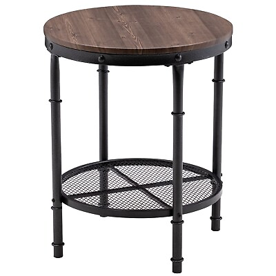 #ad Bonnlo Round End Table 20quot; Industrial End Table Metal Side Table. NIB $74.00