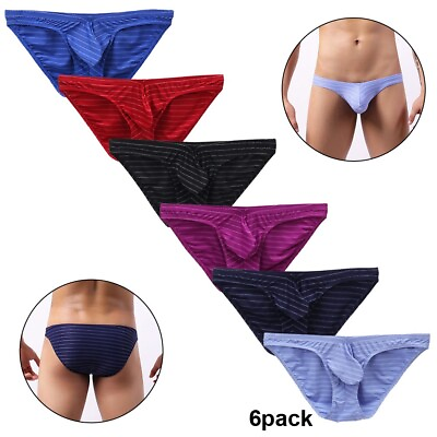 #ad 6 Pack Mens Thongs Bikini Underwear G Strings Low Rise Briefs Pouch Panties $15.19