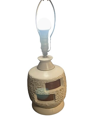 #ad Vtg Mid Century Modern Ceramic amp; Wood Table Lamp 22quot; $99.99