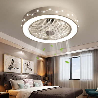 #ad 22inch Modern LED Invisible Ceiling Fan Light Bladeless Chandelier Lamp Remote $48.88