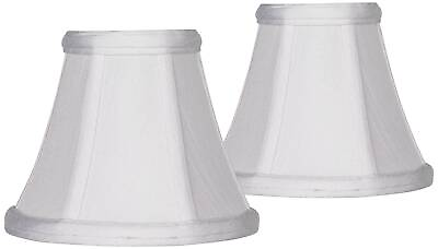 #ad Set of 2 Empire Lamp Shades White Fabric Small 3x6x5 Candelabra Clip On Fitting $29.98
