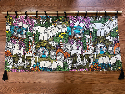#ad Rare VTG 1970’s Mid Century Noah’s Ark Animal Zoo Jungle Fabric Wall Hanging VGC $79.95