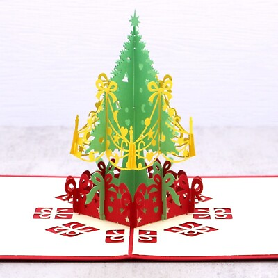 #ad 3D Pop Up Christmas Tree Greeting Card Christ Tree Xmas Holiday New Year Gifts $5.99