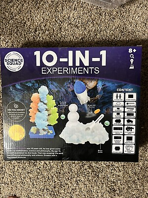 #ad STEM 10 IN 1 EXPERIMENTS KIT SCIENCE SQUAD CRYSTALS UV BEADS ROCKET NEW $7.00