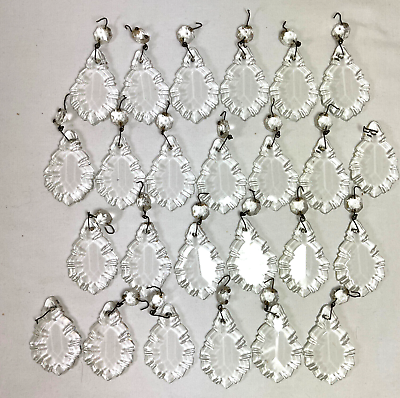 #ad 25 chandelier lamp drop crystals scalloped w octagon replacement vintage 2quot; B $74.98