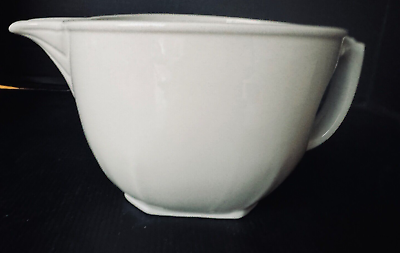 #ad Hall Pottery White Porcelain Large Batter Mixing Pouring Bowl Spout EUC USA $50.00