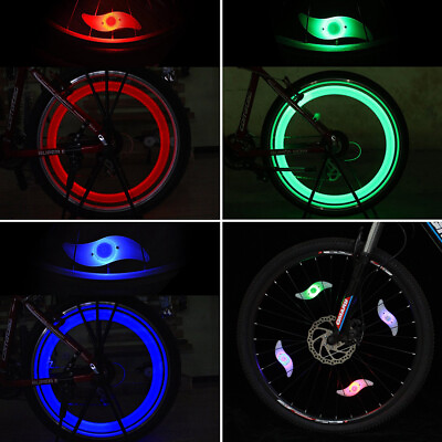#ad 2 LED SPOKE LIGHT wheel Bike Bicycle Glow safety 3 modes flash reflector cycling $7.45